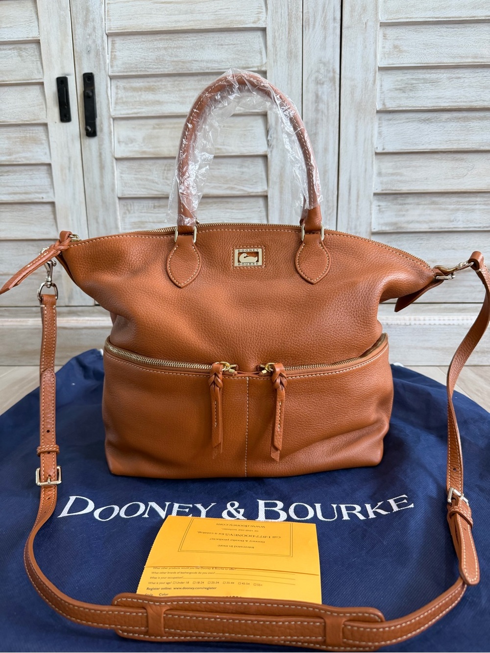 Dooney & Bourke Pebbled Leather Shoulder Bag in Cognac Brown NWT.